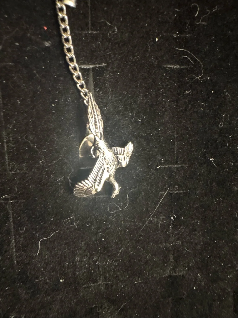 Eagle Tie Tack Lapel Pin Silver Tone Chain Bar Vintage Style Men’s Jewelry